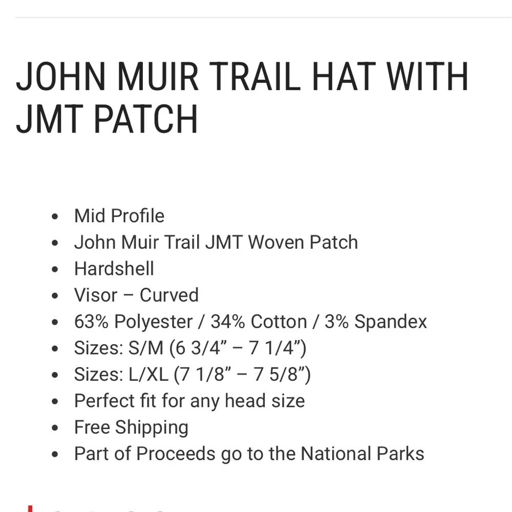 John Muir Trail Hiking Ball Cap Hat